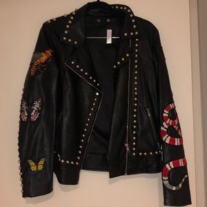 Studded leather jacket
